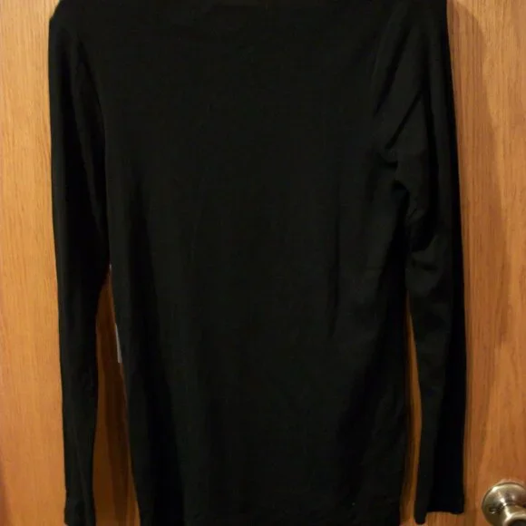 Caslon NWT SZ L Black LS Scoop Neck All Cotton Everyday Tee - Picture 2 of 6